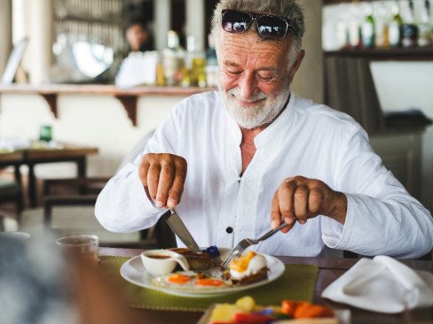 Man eating breakfast